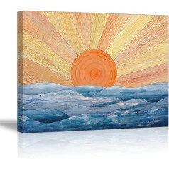 Piy Glezna Abstract Sun Pictures on Canvas, Canvas Pictures Wall Art Decor Dabas ainas Glezniecības kanvas izdrukas Ierāmēts sienas dekors ar iebūvētu koka rāmi ēdamistabas koridoram 40 x 30 cm 1