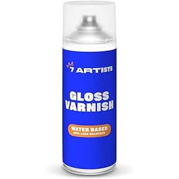 7 Artists Acrylic Clear Lakas Spray | Caurspīdīga laka uz ūdens bāzes | Paint Spray Can 400 ml - Akrila krāsa Caurspīdīga | Spray Paint Clear Laka akrila krāsām | Izsmidzināmā krāsa caurspīdīga