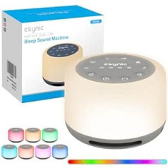 eSynic White Noise Machine Baby White Noise Miega palīgierīce LED nakts gaisma barošanas gaisma ar 30 skaņām un 7 krāsām Skaņas ierakstīšanas taimera atmiņa zīdaiņu bērniem pieaugušajiem Mājas birojs (pelēks)