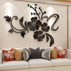 3D sienas uzlīme Ziedi Spogulis Sienas Tetovējums Ziedi Uzlīme Modernā māksla Sienas apdares Uzlīme viesistabai Hallei Guļamistabai Mājas Dīvāns Sienas Vannas istabas bērnistaba