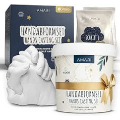 Amari® 3D Handprint Set for Couples and Family (Floral) - Plaster Cast Set Hands - Plaster Hand Plaster Cast Pair Hands Plaster Cast Set Plaster Hand Print Gift