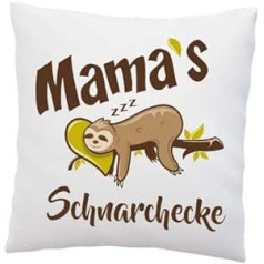 LIEBTASTISCH Spilvens ar teicienu – Mammas krākšanas stūrītis – Slinkums – Spilvena pārvalks ar pildījumu – Mātes diena – Dzimšanas diena – Dāvana Labākā mamma – Dekoratīvais spilvens – Balts 40 cm x 40 cm