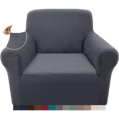 Granbest žakarda vienvietīgs krēsla pārvalks, īpaši mīksts, neslīdošs krēsla pārvalks, spandeksa dīvāna pārvalks suņiem, kaķiem, mājdzīvniekiem (1 vietīgs, pelēks)
