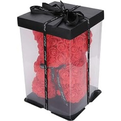 Acouto Rosenb?r£¬Red Home Decoration Gift Box Rose Teddy Romantic Eternal Flower for Anniversary, Birthday, Wedding, Valentine's Day, Marriage Proposal, Ceremony