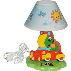 Wooden Table Lamp – Car – includes Name – 37 cm Tall – Turtle Children's Table Lamp Lamp with Animals – Standard lamp/Table lamp with animal turtle Child's Girls Boys Children's Bedroom Lamp Bedside Lamp