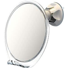 Luxo Anti-fog shower mirror, shaving mirror with anti-fog coating on a power, suction cup holder, bathroom mirror with razor blade holder, white
