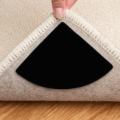 Carpet Gripper, Double Sided Anti-Curling Reusable Washable Non-Slip Hardwood Floor Tiles Keep Your Rug in Place and Make Corners Flat (Black)