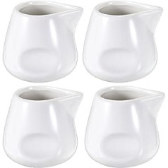 SUMNACON Mini pirkstu nospiedumu krūze, porcelāns, 4,5 oz, balts, mazs keramikas krūze, piena krūzes komplekts, kafijas tējas krūzes trauks, mājsaimniecības krūze mērces pagatavošanai, salāti, piens, 4 iepakojums