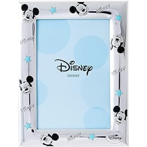 Disney Baby foto rāmis stāvēšanai - Sudrabs - Ideāli piemērots naktsgaldiņam bērnudārzā - Lieliski piemērota dāvanai kristībās vai dzimšanas dienā - Mikipeles dizains