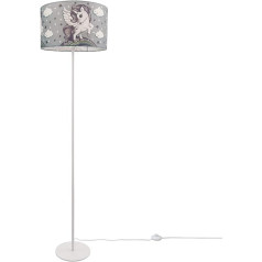 Paco Home Children's LED Floor Lamp for Children's Room, Unicorn Lamp, Girls' Floor Lamp E27, Lamp Base: Monochrome White, Lampshade: Grey (Diameter 38 cm)