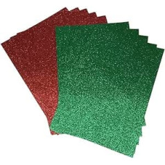 20 x A4 Glitter Paper Green and Red Soft Touch Lint Free Thick 150gsm Christmas Paper 10 Sheets Each