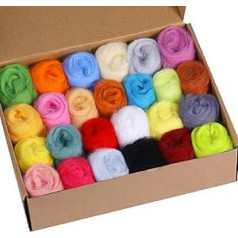 25 Colours Felt Wool, 25 Colours, 10 g Each Felt Wool Felt Starter Set, Dry Felting and Wet Felting for Knitting, Special Wool for Wool Felting, 25 Colours Wool Felting, Christmas DIY Decorative Wool