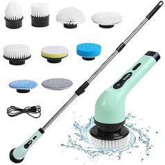 Electric Cleaning Brush with 9 Cleaning Heads, Wireless Scrubber with Adjustable Handle, Type-C Quick Charging, LED Display, Perfect for Bathroom, Tiles, Floor, Sink, Kitchen