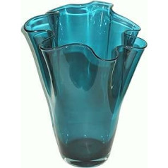 SIGNATURE HOME COLLECTION Glass Vase Mouth-Blown Decorative Vase Flower Vase Turquoise Glass 21 x 21 x 30 cm