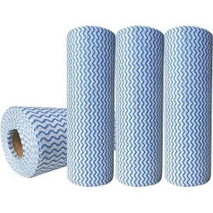 SUZZYVINE 4 Rolls of Wipes on a Roll with 50 Wipes, Reusable Cleaning Cloths, Cleaning Cloths Roll (Blue)
