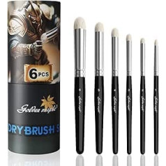 Miniature Painting Dry Brush Set - 6 golden maple Professional Model Makers Miniature Brushes for Warhammer 40k, DND Miniatures, Citadel, Model Making, Enamel