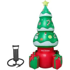 210 cm Christmas Inflatable Decoration, Blow Up Christmas Tree with Build In Multicoloured LED Lights, LED Illuminated Christmas Decoration for Holiday, Party, Yard, Lawn, Garden, Patio