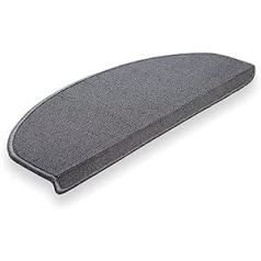 Brielle Non-Slip Stair Mats 65 x 24 x 3.5 cm - Self-Adhesive Carpet Stair Treads - Easy Care Semicircular Stair Rug - Anthracite - Semicircular - 20 dp Impact Sound Insulation - Pack of 15
