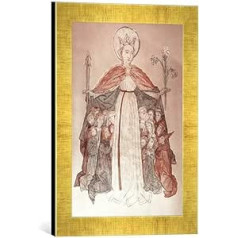 Gerahmtes Bild von 15. Jahrhundert Schutzmantelmadonna, Kunstdruck im hochwertigen handgefertigten Bilder-Rahmen, 30x40 cm, Gold Raya
