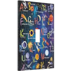 ABC Outer Space 1 Gang Light Switch Cover Decorative Alphabet Galaxy Boys Educational Single Tilt Wall Plate Switch Covers Electric Switch Plate Home Decoration for