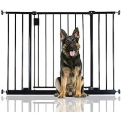 Bettacare papildu vārti plašiem gaiteņiem suņiem, 97 cm - 103 cm, melni, suņu barjera ar spiediena stiprinājumu, drošības barjera kucēniem gaiteņos un lielās telpās, vienkārša uzstādīšana
