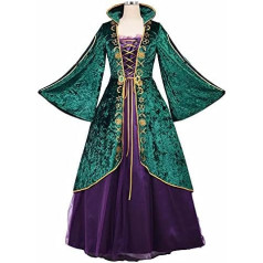 PGY Hocus Pocus Cosplay Women's Winifred Sanderson Dress Halloween Witch Cosplay Costume Plus Size Dress