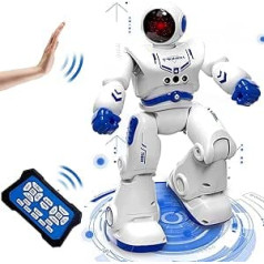 Robota rotaļlieta bērniem no 4 5 6 7 8 9 10 gadus veciem zēniem, meitenēm, robotiem bērniem ar tālvadības vadību, programmējamu RC robotu ar žestu vadību / staigāšanas mācību rotaļlieta dzimšanas dienas dāvanām