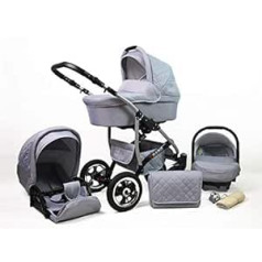 SaintBaby Silver 3-in-1 2-in-1 Isofix Buggy kombinētie ratiņi Q-Step no SaintBaby Silver 4-in-1 automašīnas sēdeklis + Isofix