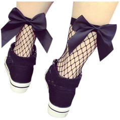 Stockings Koly Women's ® 1 Pairs Lady Lace Fishnet Elastic Bowknot Transparent Short Socks Short Sock