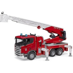 bruder 03591 - Scania Super 560R Fire Engine Vehicle with Rotary Ladder, Water Pump, Light & Sound Module - 1:16 Vehicles, Fire Engine, Emergency Vehicle, Ladder Car, Toy from 4 Years