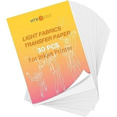 HTVRONT Heat Transfer Paper for Light T-Shirts, Printable Heat Transfer Vinyl for Inkjet Printers, Easy to Use, Iron on Transfer Paper, Vibrant Color, Durable and Soft