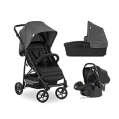 Hauck Rapid 4 Trio 3-in-1 kombinēto ratiņu komplekts / no dzimšanas / maksimālā slodze 25 kg / Bērnu kulbiņa ar matraci / ceļojumu sistēma ar automašīnas sēdekli / kompakts salokāms / regulējams augstums / guļus pozīcija / pelēks