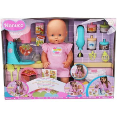 Nenuco - What Do We Eat Today? Baby Doll with Accessories for Preparing Baby Food, with 2 Electronic Toys, Mixer and Spoon, Dolls Toy for Children from 3 Years, Famosa (NFN43000)