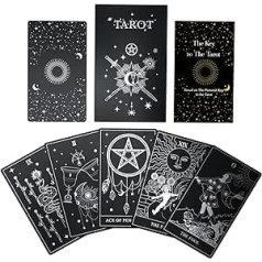 ACELION Original tarot card set with instructions, 78 pieces tarot cards with gold foil on the surface, divination game, tarot for beginners.