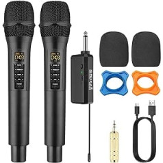 PROZOR Wireless Microphone UHF Handheld Microphone Karaoke Microphone with Rechargeable Receiver Wireless Microphone with Volume Height Bass Echo Control 50 m for KTV Conference Lessons