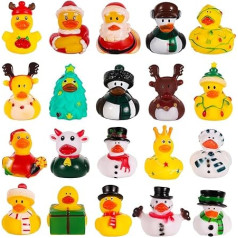 20stk Gummi Badeenten, 20 Stile Feiertags Gummi Enten Mini Badespielzeug für Gummienten Niedliche Sortierte Gummienten für Feiertage Feiern Weihnachtsdekorationen Partygeschenke