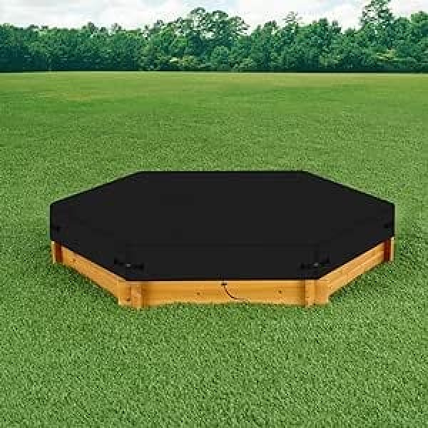 Hexagon sandkasten abdeckung, 600D Oxford-Stoff Sandkasten Abdeckplane ,Schutzabdeckung für Sandkastenpool den Außenbereich, mit Kordelzug,wasserdicht und UV-beständig, Schwarz (180*150*20CM,black)