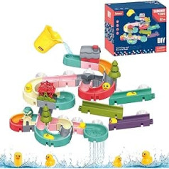 62 Piece Bath Toy Children, DIY Marble Run Bath Toy from 3 4 5 6 Years, Baby Bath Toy with Suction Cups, Water Toy Children Bath Fun Gift Girl Boy