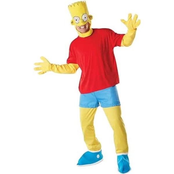 Rubie's 3 880655 STD — Bart Simpson pieaugušo luksusa kostīms, standarta izmērs, sarkans/dzeltens