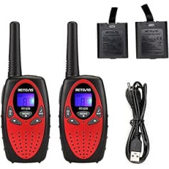 Retevis RT628 Walkie Talkie, Children's Toy Rechargeable with Lithium Ion and USB Charging Cable, Radio Children for Camping, Birthday Gift (1 Pair, Red)