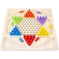 Fdit Socialme-EU Chinese Women's Wooden Game 12.2 Inch Double-Sided Wooden Signs Colourful Chess Game Flying for Children