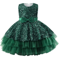 AGQT Baby Girl Festive Dress Girls Birthday Party Dress Christening Dress Sleeveless Sequins Bowknot Formal Evening Dress Size 12 Months - 5 Years