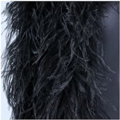 GEM DRILL Ostrich Feather Boa Fluffy Natural Craft Beautiful Plum Scarf Dyed Scarf for DIY Carnival Party Clothing Bags Shoes Decorative Accessories 6 Layers/2 Meters (Color: Black, Size: 6 Layers)