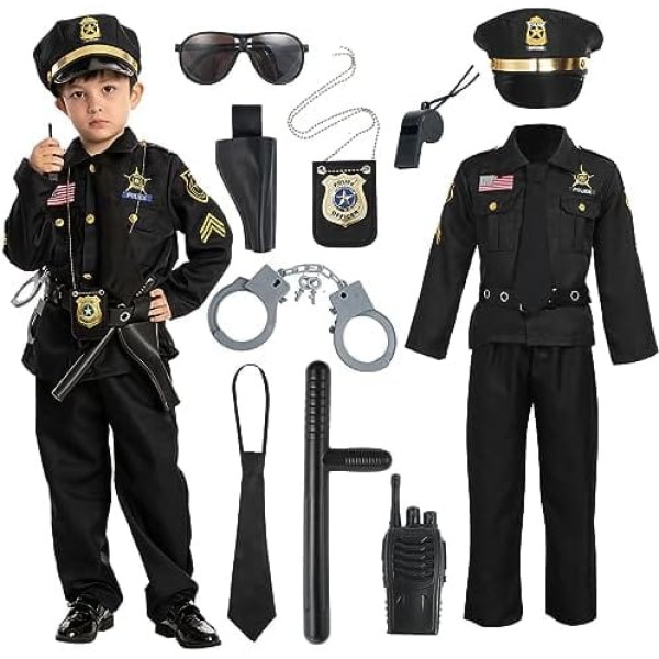 Spooktacular Creations Children's police officer costume for children boys Halloween dress up, Halloween sweet or treat, role play, carnival cosplay