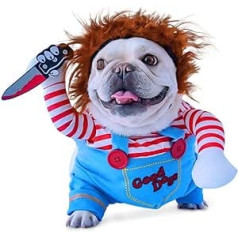 Deadly Doll Dog Costumes Cute Pet Cosplay Funny Costume Clothes for Puppy Medium Large Dogs Halloween Fancy Dress Party