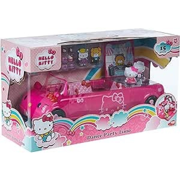 Dickie Toys 253247000 Hello Kitty Limo Dance Party Limousine Toy Car Transformable Door into Stairs Luggage Compartment Opens to Dance Floor Includes 2 Figures 35.5 cm from 3 Years Pink