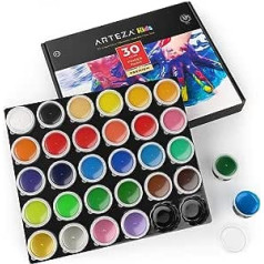 ARTEZA Finger Paints for Toddlers, Non-Toxic, 30 Colours Set, 1 oz Container, Washable, Art Set for Kids, for Paper Projects, Canvas and Crafts