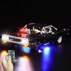 LED Light Set for Lego Dom's Dodge Charger, Decorative LED Lighting Set for Lego 42111 Technic Racing Car Light Kit, Creative Gift, Only Lights Set, No Lego Model (Remote Control)