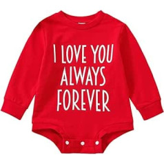 0 to 3Y Durable Outfit for Girls Boys Autumn Valentine's Day Pirnt Long Sleeve Romper Bodysuit Sweatshirt Pullover Newborn Infant Baby Girls Boys Clothes