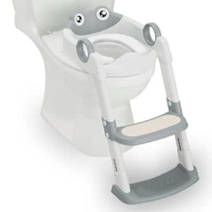 Children's Toilet Seat with Stairs, Height Adjustable, Foldable 2-in-1 Toilet Seat Children with Padded Seat, Splash and Stable Non-Slip Step, Toilet Attachment for Children from 1-7 Years